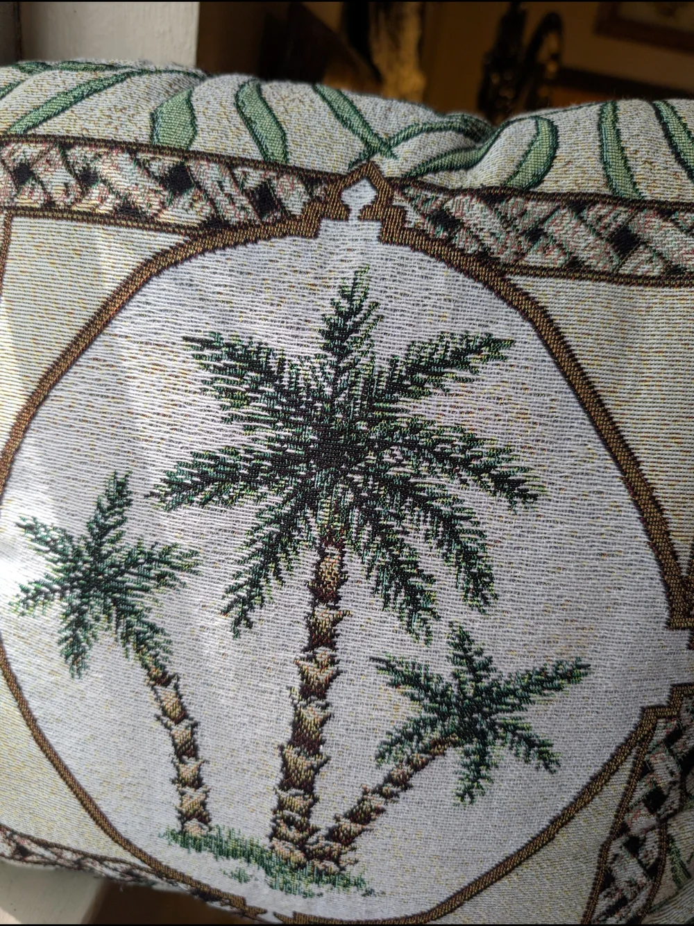 Tropical Island Palm Tree Tapestry Embroidery Throw Pillow Palm Regency Pier One